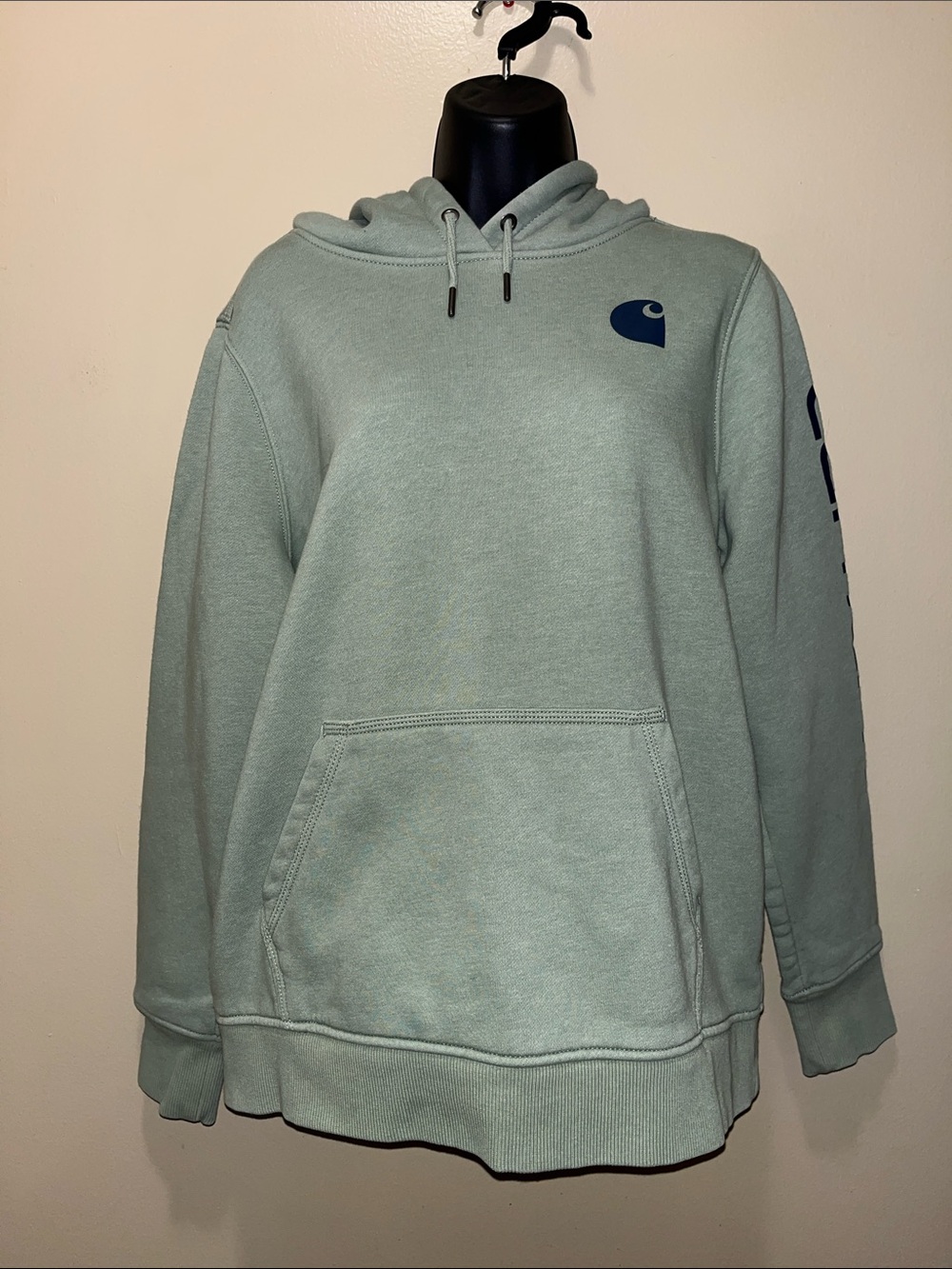 Womens CARHARTT Relaxed Fit Pull Over Hoodie Lg Mossy Green Farm Winter Wear